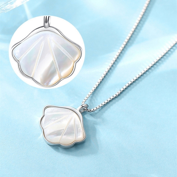 Sterling Silver Shell Pendant Necklace - Picture 2 of 4